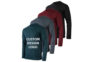 Custom Long Sleeve T-shirt Polyester Wholesale Design Logo Text Sport Team Quick Dry Gym Running T Shirts Low MOQ For Men Women