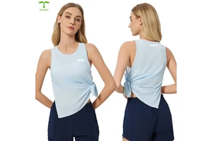 Cool Feeling Quick Dry Silky Smooth Skin Feeling Two Wearing a Relaxed Sleeved Fitness Vest Outside the Smocks Yoga Top Vest
