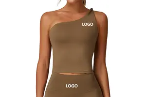 Custom High Quality Plus Size Quick Drying Breathable Eco-Friendly Workout Top One-Shoulder Yoga Vest Gym Sports Running Fitness