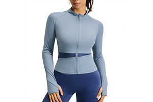 271 Breathable Zipper Slim Warm Long Sleeve Front Logo Top Female Collar Sports Tight Yoga Coat