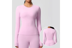 Roregal New Style Women'S Round Neck Sports T-Shirt Running Fitness Top Slim Breathable Yoga Long Sleeve Tops