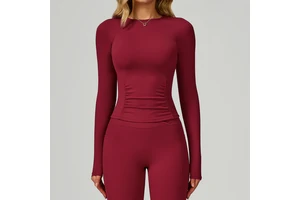 Custom Fitness Clothing Slimming Thin Bottoming Sports Tops Crew Neck Workout Gym Shirts Long Sleeve Yoga Shirt for Women