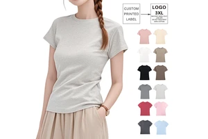 220G White Round Neck Custom Graphic Cotton And Elastic Ladies Women'S T-Shirt Summer T Shirts Women