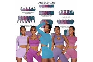 2022 INS HOT Vertical Stripes Yoga Gym Athletic Wear Halter Hollow Out With Zipper Sports Bra Long Sleeve Top