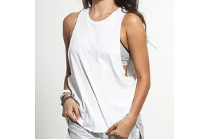 Ladies Sexy Crop Tops Cotton White Yoga Fitness Wear Casual Plain Loose Round Neck Sports Gym Workout Custom Women's tank Top