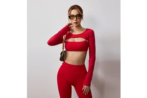 Manufacturer Breathable Long Sleeve Fitness Top Solid Color Yoga Top Slim-Fit Blouse Quick-Drying Tight Sports Gym Top for Woman