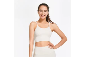 Wholesale Stocklot Women Nylon Spandex Ribbed Fabric Sexy Halter Padded High Impact Backless Top Fitness Yoga Sports Bra