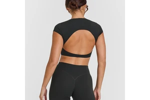 Customized Blank Plain Short Sleeve Women Clothing Blouses Outdoor Custom Made Girls Yoga Gym Fitness Shirts