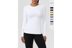 Autumn Yoga Long-Sleeved Regular Sports Top Four-Way Stretch Breathable Sweat-Wicking Crew Neck Quick-Drying Running Fitness
