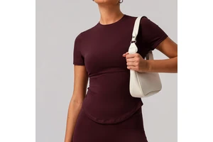 High Quality Women's Quick-Drying Solid Color Gym T-Shirt Nude Elastic Tight with Short Sleeves Breathable Plus Size Sports Top