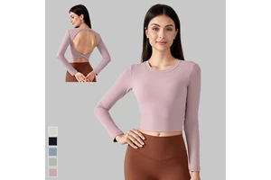 Wholesale Customization Sexy Hollow Beauty Back Yoga Long Sleeve Women's Tops Running Fitness Sports T Shirt With Chest Pad