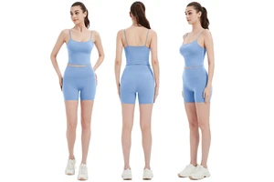 Summer Yoga Suit Set Women's Two-piece Set with Chest Cushion Fitness Vest Running Speed Drying Sportswear