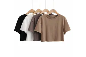 Manufacture Custom Cropped Graphic Tee Cotton Womens T-shirts Fitness Fit T Shirts Ladies Logo Women Crop Tops Tshirt For Women