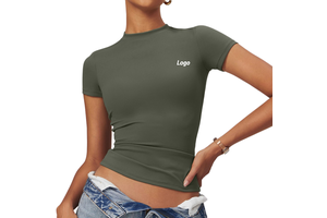 Wholesale Customized Logo Sports T-Shirts High Elastic Quick-Drying Fitness Tops Breathable Yoga Shirts Short-Sleeved Sportswear