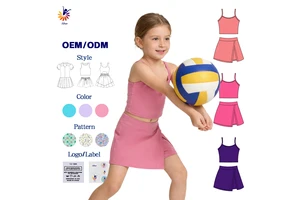 Girls Active Yoga Set 2 Piece Tank Top Skirt Built-in Shorts Quick Dry Fabric Custom Logo