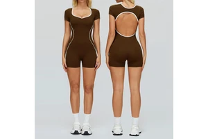 TongJoes Yoga Jumpsuit Bodysuit V-neck Spaghetti Strap Hollow Back Tight-Fitting Seamless Viscose/Polyester Full-Length Sports