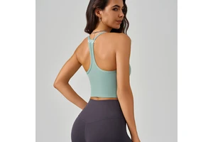 Custom Women's Breathable Quick Drying Elastic High Strength Yoga Top Gathered Halter Strap High Support Anti-Static