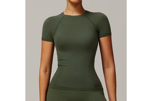 2025 Plus Size Short Sleeve Workout Custom Elastic Breathable Gym Crop Fitness Quick Dry Activewear Yoga Corset Sports Women