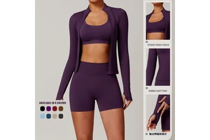 Women's Seamless Zip-Up Quick-Dry Compression Long Sleeve Workout Top 4-Way Stretch For Winter Breathable Front Yoga Jacket