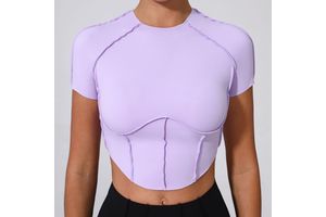 7 Colors Women Solid Colors Yoga Tops Lady Fashion Round Neck Sport Clothes Female Fitness Workout Gym Shirts