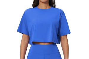 Women Round Neck Loose Yoga T-Shirt Tight Comfortable Breathable Fitness Training Yoga Shirts
