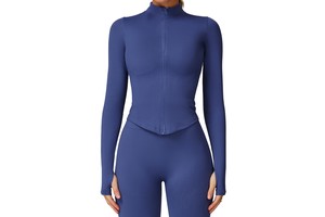 Women's Stand Collar Zip up Long Sleeve Yoga Jacket, Slim Fit Quick-Dry Workout Top, Outdoor Fitness Sports Wear DWT7725