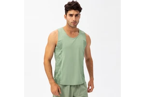 Spring Summer Men's Sports Vest Loose T-shirt Breathable and Quick-drying Fitness Clothes Outdoor Running Training Gym Yoga Top