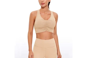 Custom Logo Ruched V-Neck Quick Drying 4-Way Stretch Breathable Padded Gym Yoga Top Sports Bra for Women