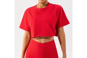 Women's Casual Loose Sports T-Shirts Breathable Fitness & Yoga Tops with Front Logo for Outdoor Dance & Running Sports