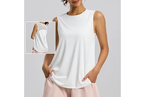 Summer Sleeveless Lightweight Yoga Vest Women Mesh Patchwork Loose Breathable T-shirt Fitness Running Training Sports Top