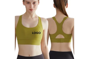 Sports Yoga Top High Support Seamless Soft Fabric Sexy Backless Double Layer Straps Sports Bra for Women Fitness Breathable