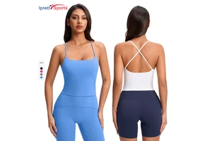 Cross Back Beauty Back High Quality Vest Women's Bra Chest Pads Breathable Strap Halter Fitness Yoga Clothing Top