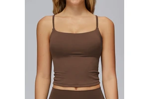 Women's Brushed Spandex/Nylon Yoga Vest Hollow Beautiful Back Double Shoulder Straps Sweat-Wicking Sports Vest Outdoor Top
