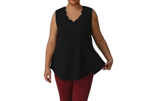 Women's Plus-Size Casual Loose Sleeveless Lace V-Neck T-Shirt for Summer Breathable Outdoor Running Fitness Wear Yoga tank Top