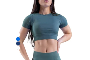 Wholesale High Elastic Sports Shirts Custom Logo Workout Tops Short Sleeve Gym Crop Top Seamless Fitness Yoga T Shirt for Women