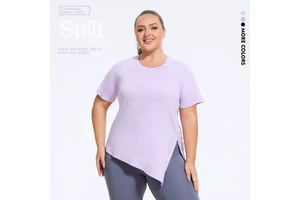 Women's Plus Size Sports T-Shirt Short-Sleeved Yoga Running Pilates Training Blouse Lightweight Front Logo Loose Fit Fitness