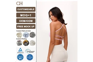 Women's Halter Neck Sports Bra Thin Straps Removable Padded Cross Back Hollow Out Yoga Tank Tops for Workout Fitness