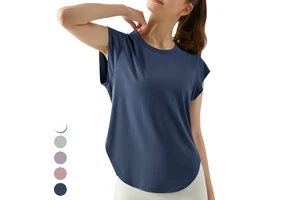 Breathable Workout Tops Loose Running Fitness Top Yoga Clothing Custom Logo Tshirts Short Sleeve Gym Tops Women Sports T Shirt