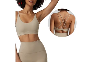 Women's Lightweight Comfortable Brushed Butter Soft Fabric Cross Back Gym Top Quick Dry Breathable Sports Bra for Running Yoga