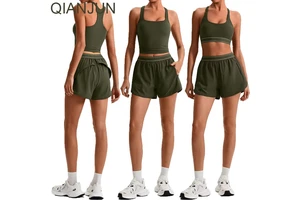 2026 New Women Plus Size Yoga Tank Top High Waist Shorts Summer Workout Sports Bra Push up Fitness Gym Wear