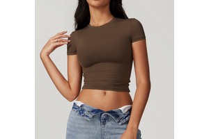 Popular Custom New Activewear Ropa Deportiva Athletic Gym Workout Sports Short Sleeve Crop Top Yoga T Shirts For Woman