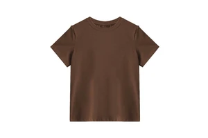 Women's 220gsm Cotton Spandex T-Shirt round Neck Short Sleeve Breathable Solid Pattern Elasticity Slim Fit for Summer