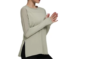 New Autumn Breathable for Solid Sleeve Loose Slim Yoga Wear Fitness T-shirt Quick-dry Women Yoga Top
