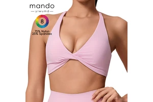 Women's Twisted Deep V-Neck Halter Sports Bra Crisscross Back Straps Removable Pads Workout Bra For Yoga Pilates
