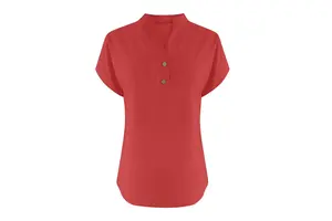 Women's Casual Crew Neck Button Front Short Sleeve T-Shirt Cotton Spandex Blend Plus Size Anti-Wrinkle Four-Season Wear