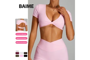 Wholesale New Fashion Comfortable Quick-drying Twist Crop Tops Comfortable Yoga Tank Top for Women