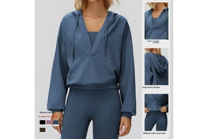 New V-neck Wide-brimmed Jacket Loose Comfortable Outerwear for Outdoor Running and Sports Yoga Top Yoga Tops Women