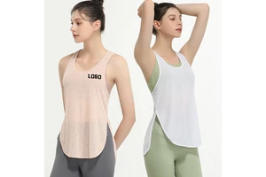 Women's Lightweight Yoga Long Sport Vest Fitness Gym Tank Tops Sleeveless Beauty Back Design Plus Size Exercise Wear