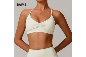 V-Neck Women's Fitness Sportswear Comfortable Sports Bra Sets Cross-Back Design Impact Yoga Bra
