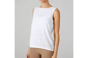 Casual Sporty O-neck Breathable Quick Dry Solid Color Sleeveless Loose Sports Gym Yoga Tank Top Women Polyester/Cotton 160g